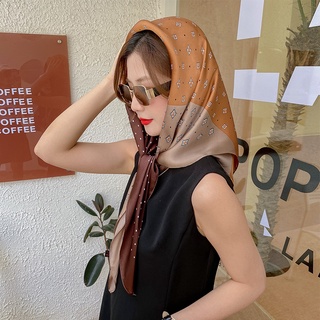 🌹 Parsimonious 90 * 90CM (35.4 * 35.4 Pulgadas) Mujeres Patchwork Color Punto Check Geométrico Impreso Bufanda De Seda Imitada Chal Cuadrado Musulmán Hiyab 1006-163 (1)