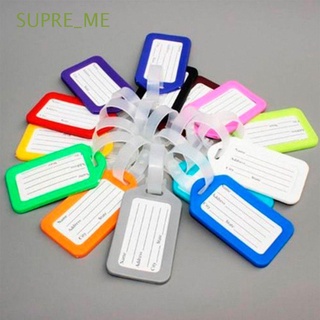 supre_me etiqueta de plástico para equipaje, tarjeta de equipaje, mochila, soporte de dirección, etiquetas de identificación, maleta, multicolor