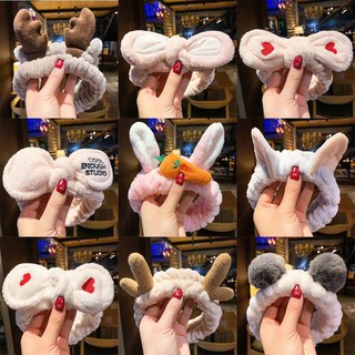 Orejas de gato diademas orejas de conejo cuernos lavado cara diademas felpa Bowknitted accesorios para el cabello