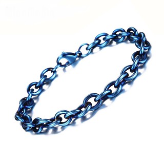 Pulsera azul de cadena de acero inoxidable para hombre joyería Punk O cadena pulsera
