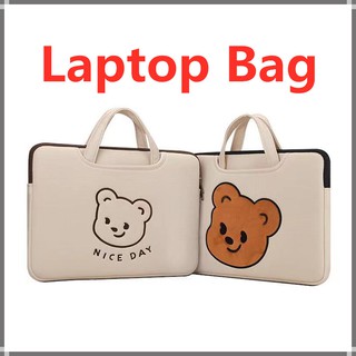 ⭐️ READY STOCK⭐️Line Bear Bag Cartoons Bag Laptop Sleeve 13 14 15inch Laptop Case 15.6 inches Cute Trendy Korea