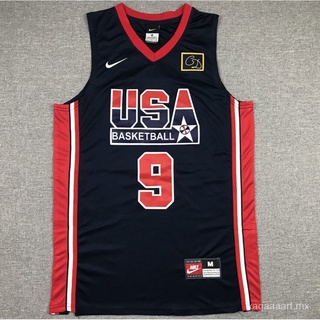Dream one Team USA new NBA Hombres Chicago Bulls # 9 Michael Jordan Bordado Baloncesto jerseys jersey Negro