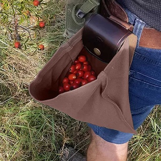 Foraging bolsa portátil plegable impermeable de lona de cuero de la selva de artesanía bolsa de jardín de frutas bolsa de recogida de la bolsa de Camping al aire libre bolsa de almacenamiento de la cintura
