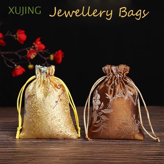 XUJING Candy Pouch Tie Satin Storage Bag Favour Mini Wedding Party Drawstring Embroidered Jewelry Packaging Bag/Multicolor