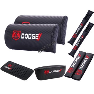 2Pcs Dodge Logo de fibra de carbono de coche de la cubierta del cinturón de seguridad de la funda de protección automática almohadilla de hombro para Dodge Dakota Avenger Magnum