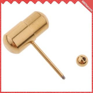 [bzunm] (Color dorado) 316L acero inoxidable vibración masaje lengua anillo perno barra Piercing joyería, forma de martillo, 10x21 mm