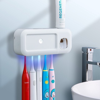 Esterilizador de cepillo de dientes esterilizador de luz UV esterilizador de cepillo de dientes titular limpiador automático de pasta de dientes dispensador nuevo (7)
