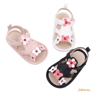rinfant zapatos planos antideslizantes, diseño de flores sandalias de suela suave para bebé