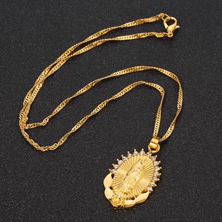 Collar de cristal con colgante de amuleto de la guardia de la Virgen maría joyería femenina Virgen de guadalupe (6)