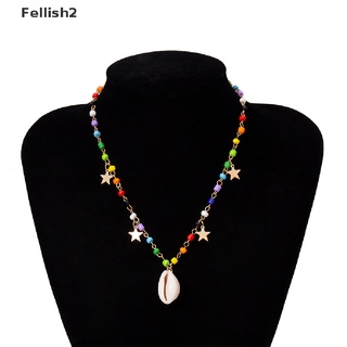 [Fellish2] Gargantilla Boho Multicolor Con Cuentas Estrella Collar Colgante Cadena Para Mujer Joyería Mf