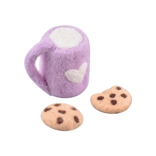 FAMLOJD 3Pcs DIY Baby Wool Felt Milk Tea Cup+Cookies Decorations Newborn Photograph Prop (5)