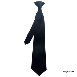 magichouse 50x8cm hombres uniforme sólido color negro imitación seda clip-on pre-atado cuello lazos para la policía de seguridad boda funeral