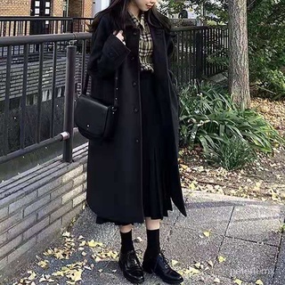 abrigo de lana de las mujeres largo estilo coreano suelto student2021nuevo engrosado algodón acolchado abrigo de lana otoño abrigo moda (1)
