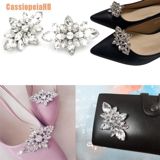 (CassiopeiaHB) Crystal Diamond Shoes Clips Diy Shoes Flower Charms Bridal Wedding Shoe Clips