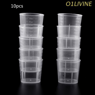 o1li 10pcs laboratorio botella de laboratorio prueba de medición de 30 ml recipiente tazas con tapa de plástico líquido tazas de medición
