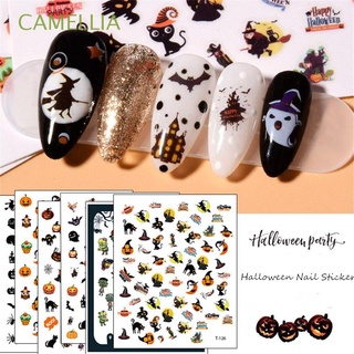 camelia diy arte halloween uñas pegatinas impermeable calabaza linterna esqueleto araña uñas arte calcomanía belleza moda maquillaje decoración manicura herramienta