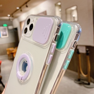Push Pull Camera Lens Protective Case Samsung A52 A72 A32 A02S A02 A51 A71 A10S A20S A21S A20 A30 With Ring Holder Candy Color Transparent TPU Cover Kaijie (2)