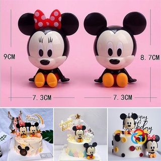 2 piezas de cartón Micky & Minie Mouse figuras de acción para niños decoración de tartas de cumpleaños panadería pasteles Topper suministro