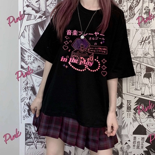 2021 Summer Goth T-Shirt Female Aesthetic Dark Grunge Streetwear T-Shirt Female Gothic Top (6)