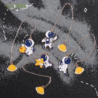 STOPBY Dibujos animados Marcador de astronauta Accesorios Serie espacial Caminante lunar Papelería para estudiantes Marcador colgante Marcador de página Lindo Colgante decorativo Marcador de metal