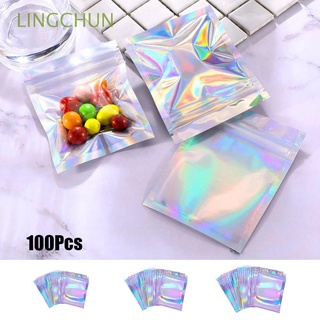 lingchun 100 bolsas de almacenamiento transparentes bolsas de almacenamiento de cosméticos planas brillantes transparentes de un lado bolsas láser