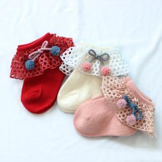 bebé bebé bowknot calcetines de encaje niña calcetines lindo pompom recién nacido tobillo calcetines niños