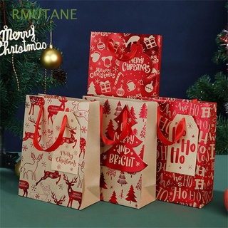 RMUTANE 1/10PCS Navidad Caja de regalo de papel Kraft Suministros para la fiesta Alce Bolsas de regalo de Navidad Bolsas de embalaje de galletas Regalo de los niños Etiqueta Bolsa para envolver caramelos Favores de la boda Paquete de pastel