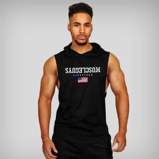 Chaleco de Muscle Casual gym de algodón Tank Top Men Bodybuilding Sleeveless Shirt Clothing Brand Singlet Fitness Hooded Tops