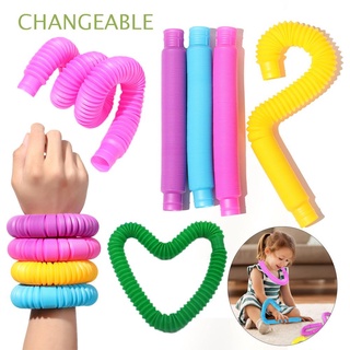 tubos pop intercambiables de conexión elástica plegables antiestrés herramientas fidget pop juguetes coloridos útiles alivio del estrés divertido niños temprano educativo