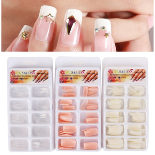 100pcs Jelly Nude Color uñas postizas Extra largo DIY modelado uñas falsas jalea rosa producto final cabeza cuadrada conjuntos completos