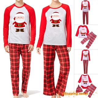 Navidad familia coincidencia pijamas conjunto de navidad Santa Claus manga larga cuello redondo ropa de dormir ropa de dormir regalo