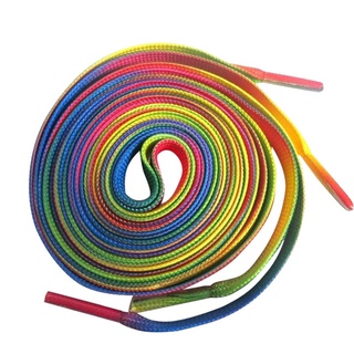 arco iris 1 par de cordones planos de lona atlético zapatilla de deporte cuerdas cordones deporte m8c2 (4)