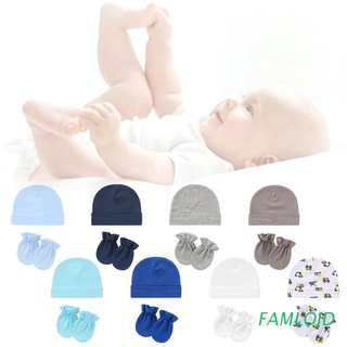 FAMLOJD Baby Anti-scratching Gloves Hat Set Newborn Mittens Warm Beanie Cap Kit Shower Gifts
