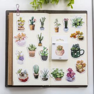 45 piezas lindas plantas suculentas diario papel Lable sellado pegatinas manualidades y Scrapbooking papelería decorativa (2)