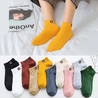 【Ready Stock】Lovely girls Fashion Bear Ankle Socks Women Breathable Cotton Sock Stealth Stocking