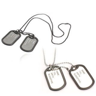 Military Army Style Black 2 Dog Tags cadena para hombre colgante collar no puede escribir palabras en la etiqueta