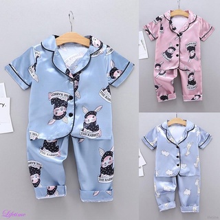 Verano bebé niños niñas niños jirafa ropa de dormir conjunto de manga corta blusa Tops+pantalones nocturnos bayi