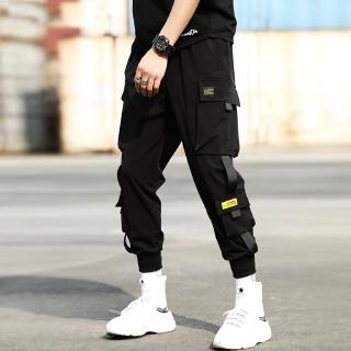 2020 Primavera Hip Hop Joggers Hombres Negro Harén Pantalones Multi-Bolsillo Cintas De Chándal Streetwear Casual (1)