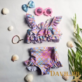 rw bebé niña sirena traje de baño de pescado escamas traje de baño bikini sunsuit