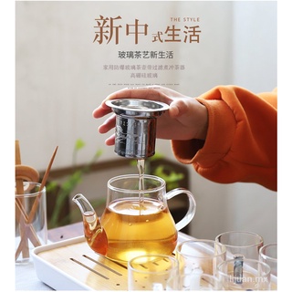 【La ceremonia del té】Juego de té de cristal japonés para el hogar, taza de té Kung Fu, pequeña mesa de té, Simple sala de estar, oficina, tetera, juego completo, bandeja de té (6)