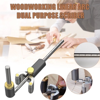 Wood Scribe Tool Woodworking Linear Arc Dual-purpose Scriber Ruler Parallel Line Drawing Tool Measuring Gauge
