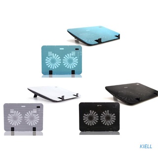 Kiell Silent Metal Panel Dual Fan Cooler High Speed Notebook Cooler Laptop Cooling Pad Slim Stand for 15.6 Inch PC Computer