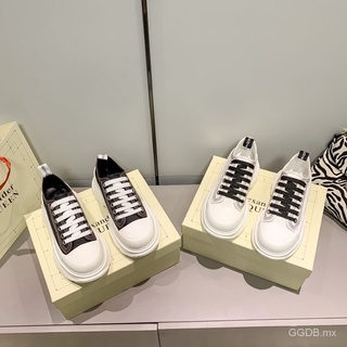 【ORIGINALS 100%】McQueen Zapatos de lona de verano para mujer2021Nuevos zapatos casuales versátiles Daddy Muffin plataforma zapatos blancos (1)
