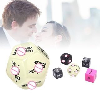 as 5Pcs Dice 5-in-1 6-sided Acrylic English 12 Sex Postures Dice Love Game Toy for Entertainment