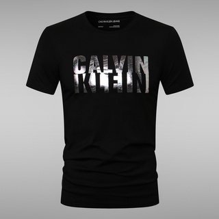 Calvin Klein Manga Camiseta De Los Hombres Cuello Redondo Impresión Letras Ropa De Hombre
