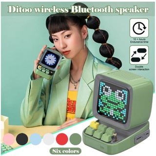 Ditoo Retro Divoom Pixel Art Pink Speakers Portable Bluetooth Subwoofer Wireless Diy Alarm Clock 16x16 Led Display Board For Halloween Gift (1)