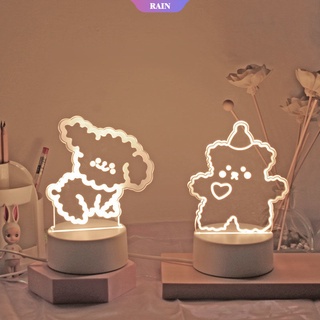 Sanrio Cinnamoroll Melody Kuromi 3D LED Luces De Noche Acrílico Estéreo Lámpara De Mesa Regalo De Cumpleaños [Lluvia] (3)