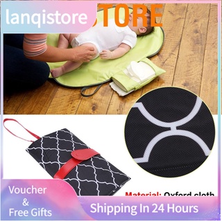 Lanqistore - alfombrilla para cambiar pañales para bebé, mesa de viaje, plegable, lavable, bolsa de pañales