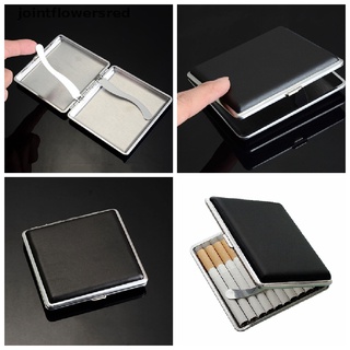 jo7mx classic cuero & aleación caja de cigarrillos caja de metal titular cigarros contenedor para encendedor martijn
