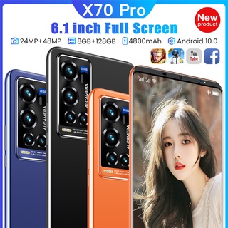 Teléfono Inteligente X70 Pro 6.1 Pulgadas Pantalla Completa De 8GB RAM + 128GB ROM Dual Sim Standby Reconocimiento Facial Smartphone